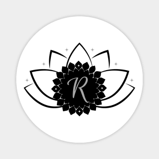 R - Lotus Flower Monogram Magnet